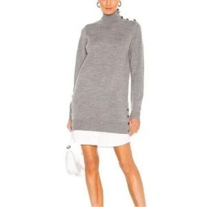 New Veronica Beard Soval Mixed Media Dress Grey